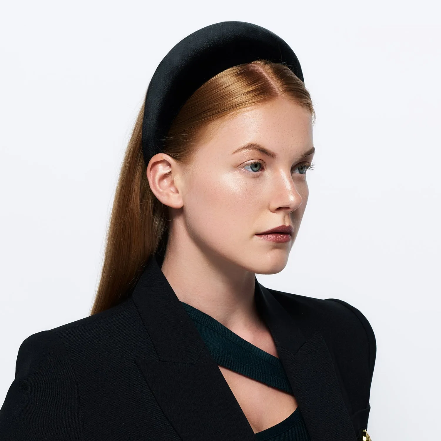 Velvet 6 cm Padded Black Headband