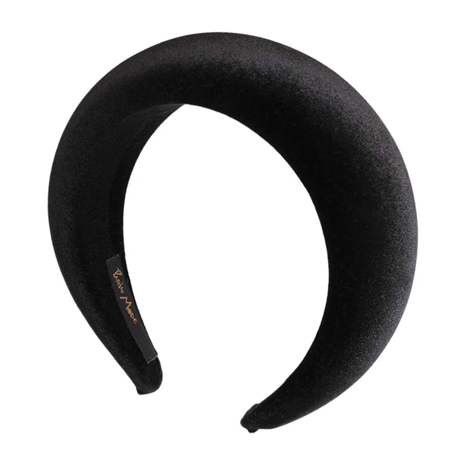 Velvet 6 cm Padded Black Headband