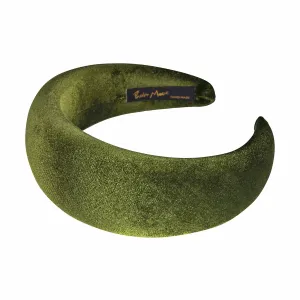Velvet 6 cm Padded Olive Headband