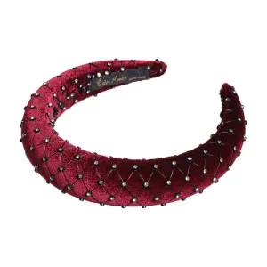 Velvet Crystal 3 cm Padded Burgundy Headband