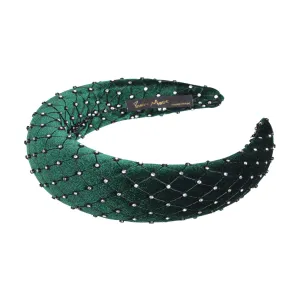 Velvet Crystal 4 cm Padded Emerald Headband