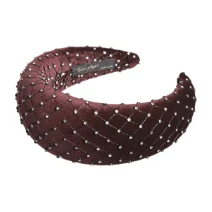 Velvet Crystal 6 cm Padded Brown Headband