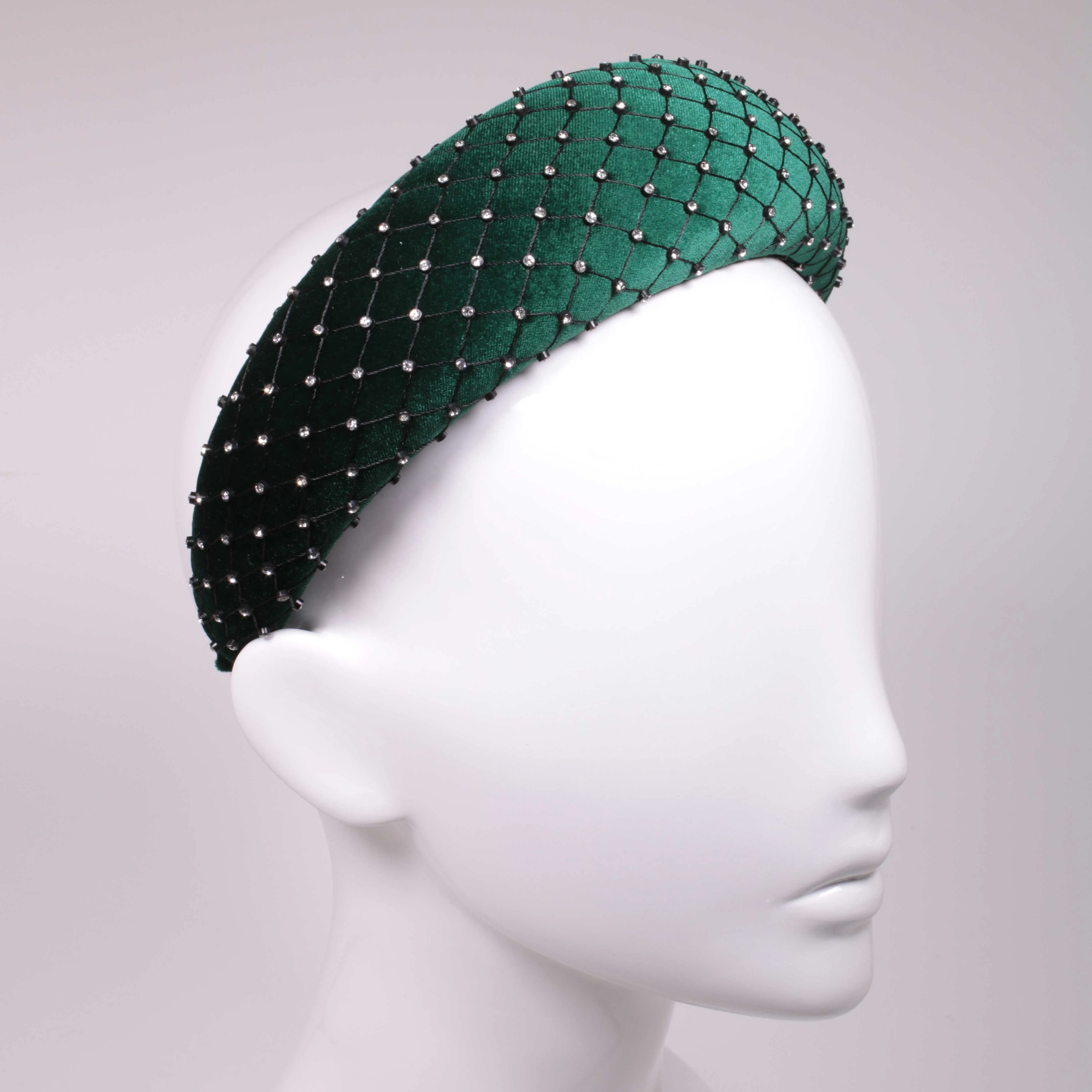 Velvet Crystal 6 cm Padded Emerald Headband