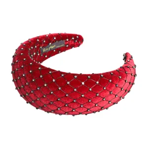 Velvet Crystal 6 cm Padded Red Headband