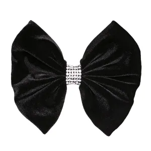 Velvet Crystal Black Bow Hair Clip