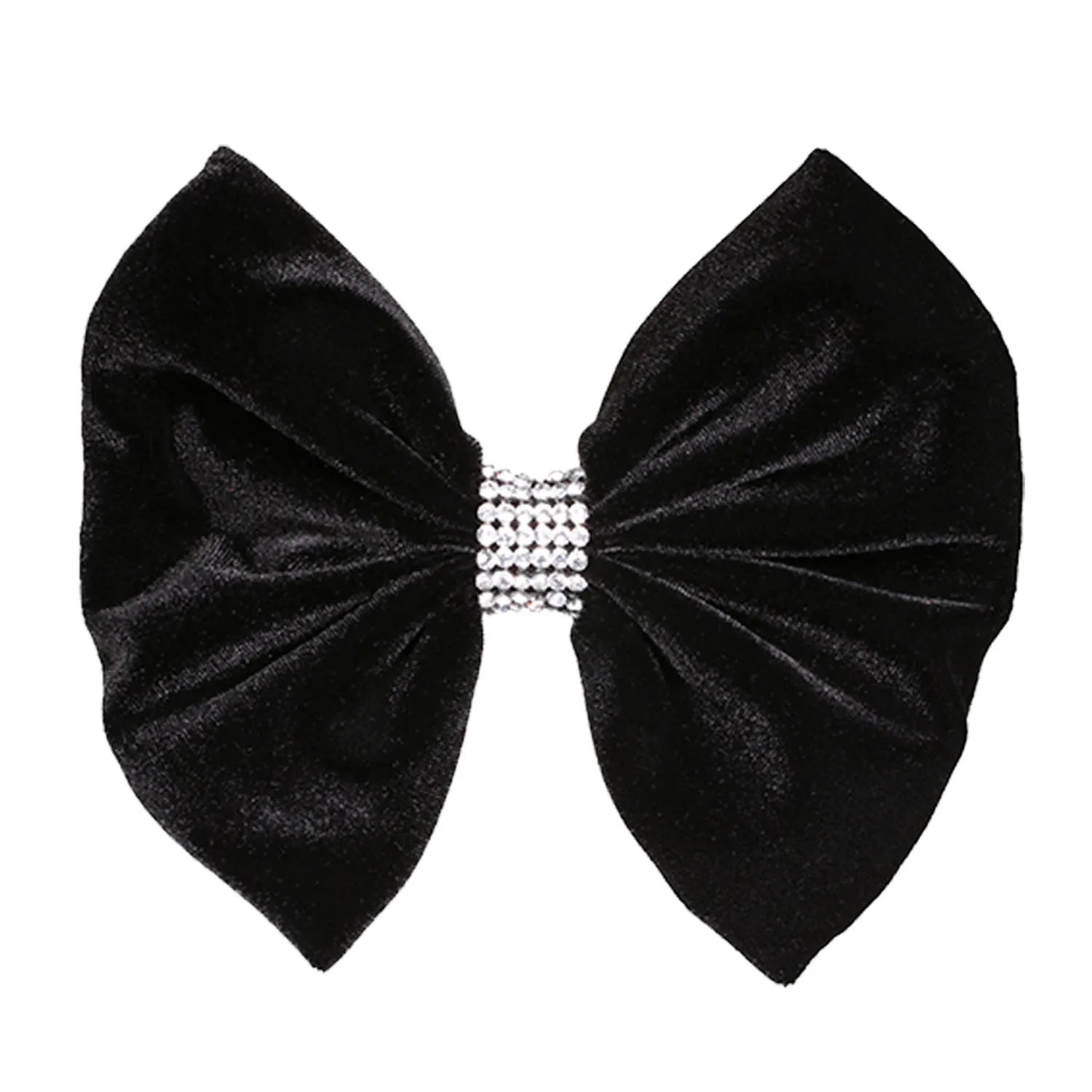 Velvet Crystal Black Bow Hair Clip