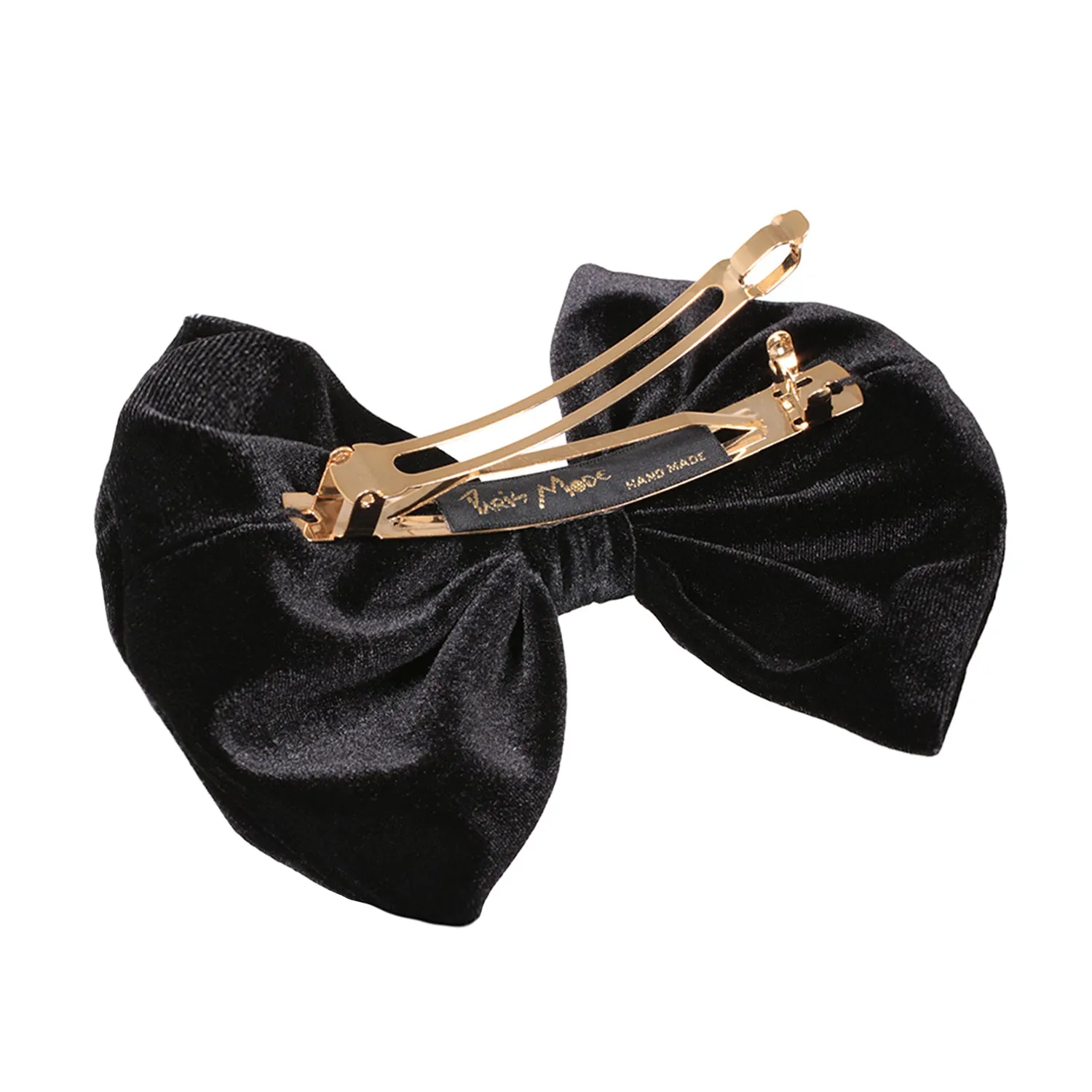 Velvet Crystal Black Bow Hair Clip