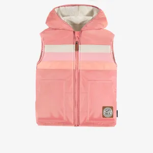 Veste sans manche réversible rose, enfant || Reversible pink sleeveless vest in nylon and sherpa, child