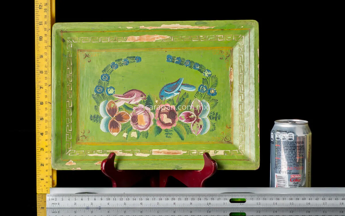 Vintage Lacquered Tray from Olinalá México Birds & Flowers