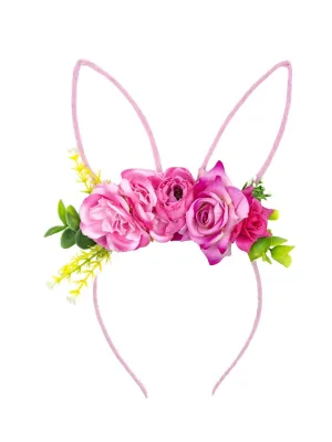 Whimsical Floral Bunny Ear Headband