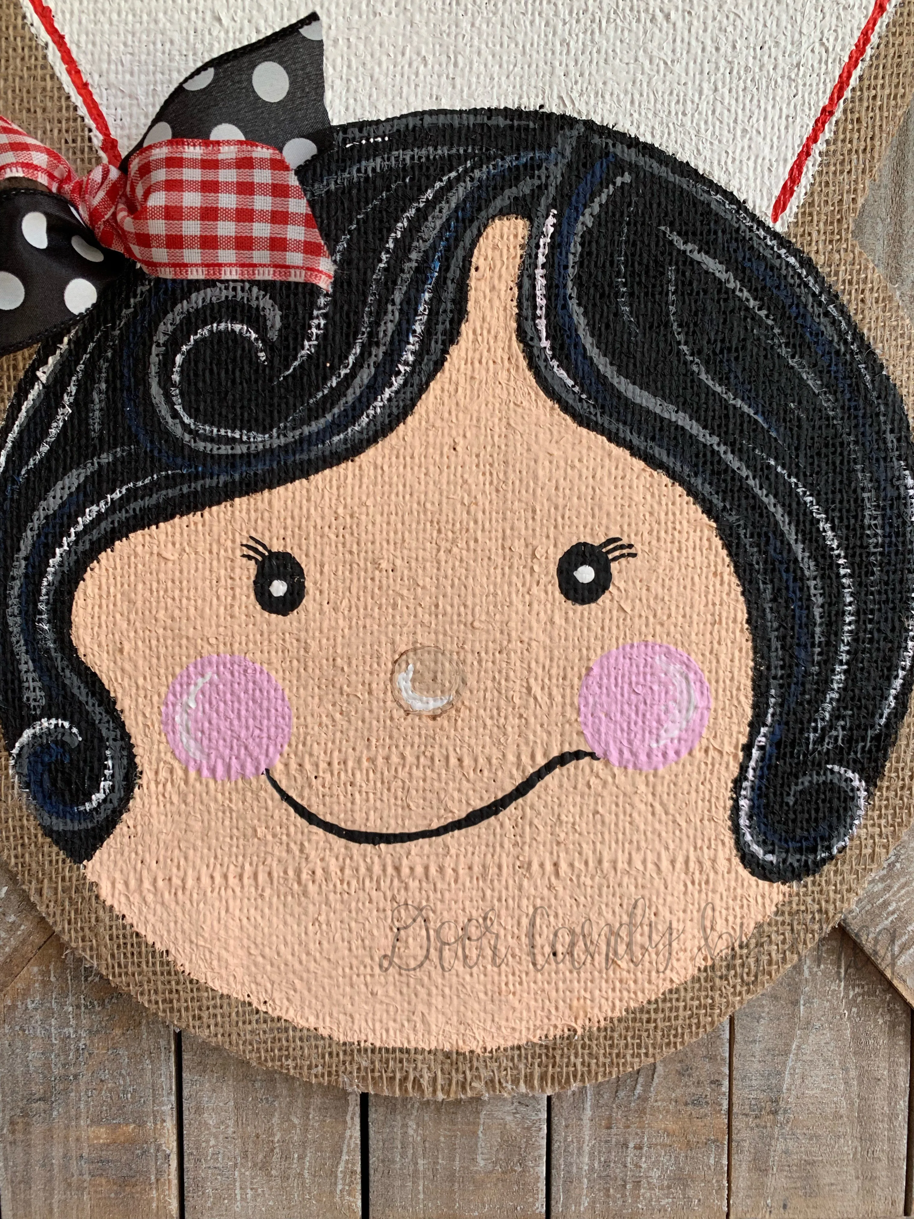 Whimsical Nurse Door Hanger - Black Hair