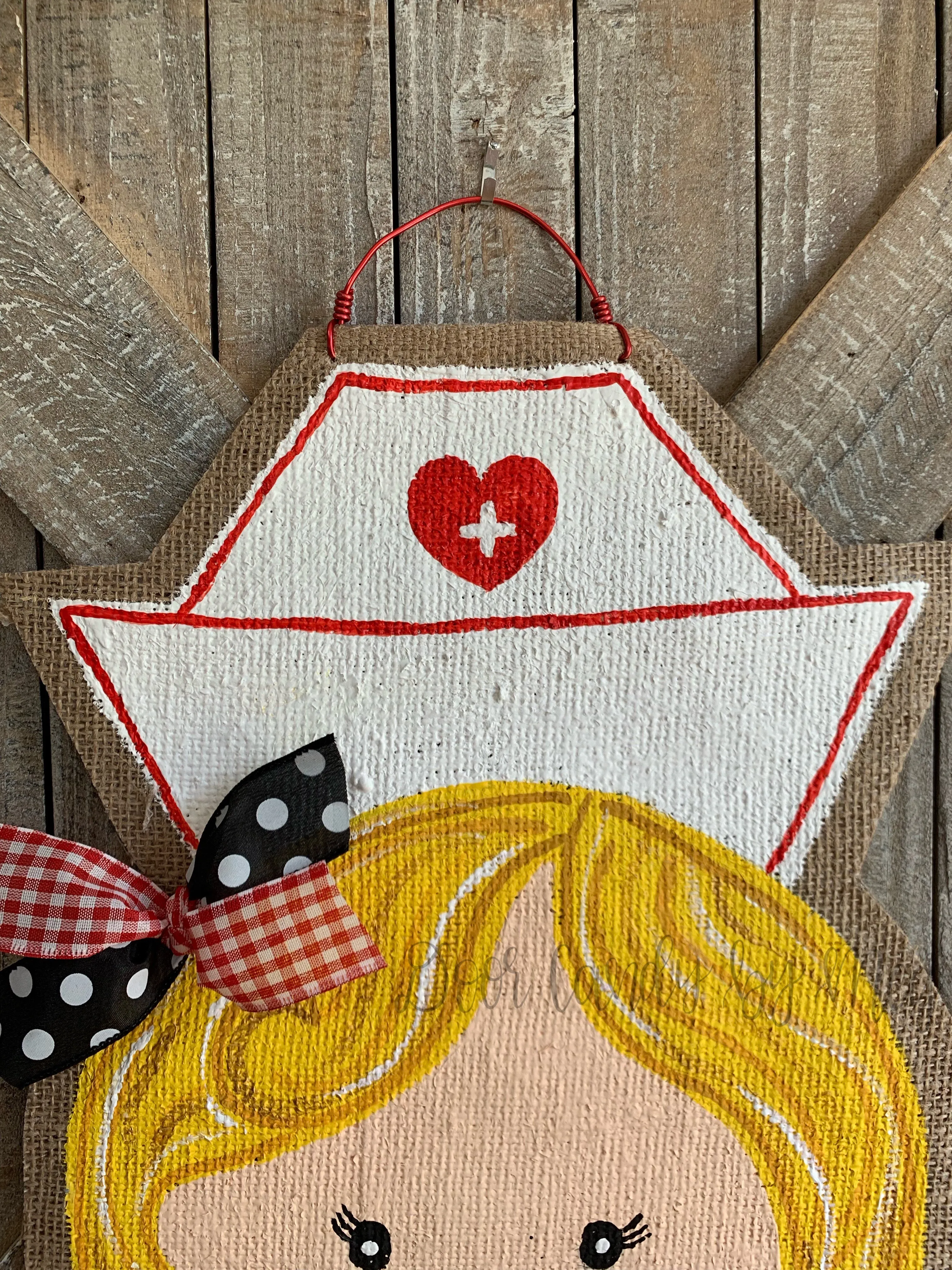 Whimsical Nurse Door Hanger - Blonde Hair