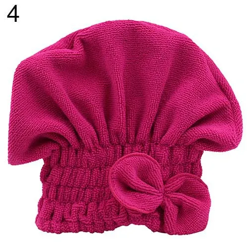 Women's Hair Drying Hat Spa Towel Turban Cap Cute Bowknot Soft Coral Velvet Micro-fiber  7JUM