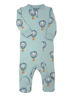 Zipper Footie - Blue Hot Air Balloon