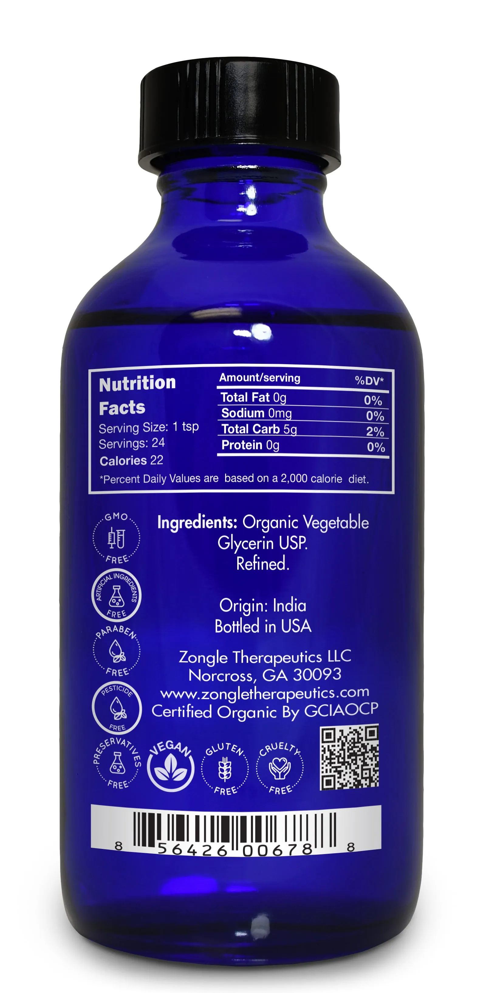 Zongle USDA Certified Organic Vegetable Glycerin, Safe To Ingest, USP Certified, 4 Oz