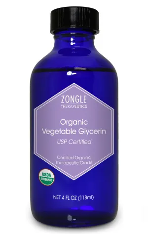 Zongle USDA Certified Organic Vegetable Glycerin, Safe To Ingest, USP Certified, 4 Oz